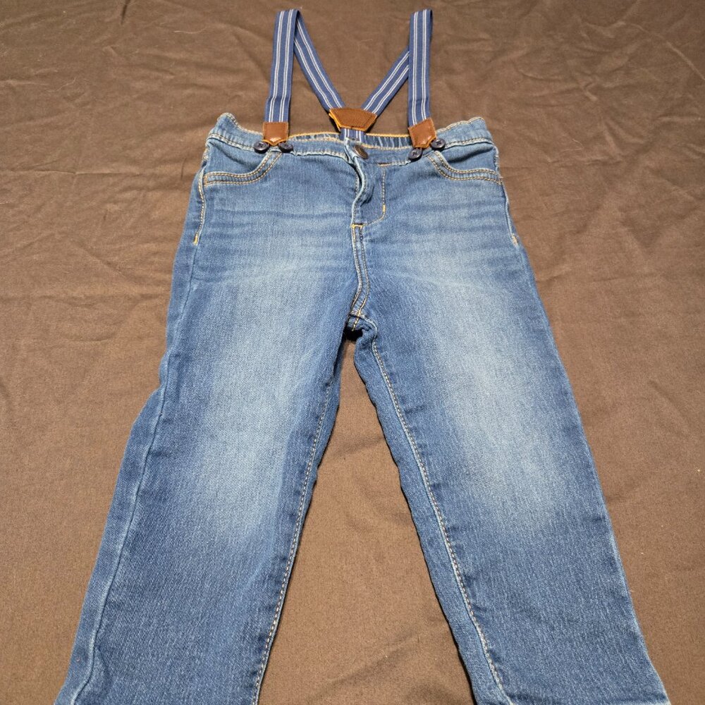 Skinny Blue Jeans Detachable Adjustable Suspenders OshKosh B'gosh 24 Months